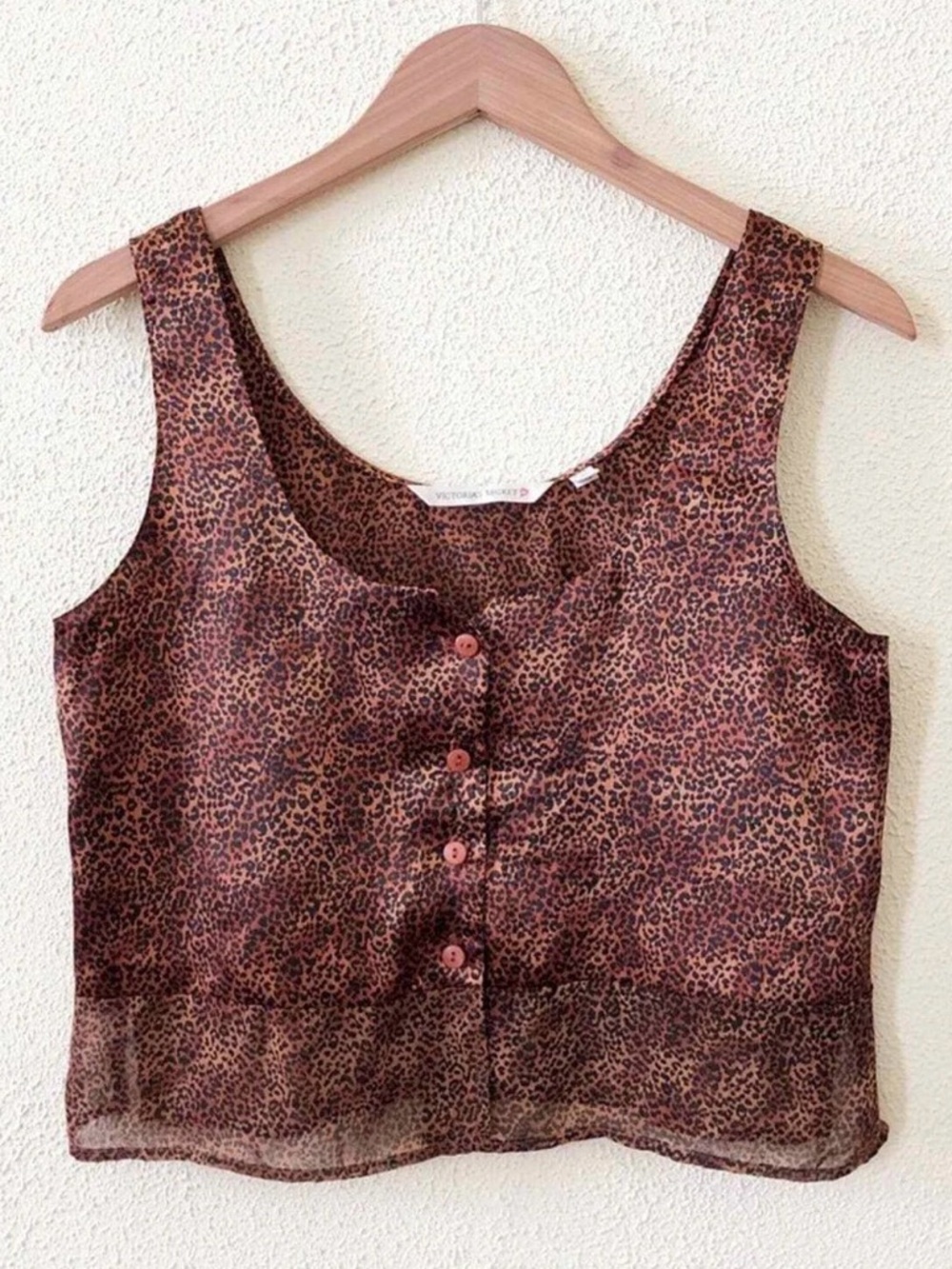 Vintage Victoria's Secret Animal Print  Cheetah print button down Camisole Top S